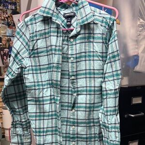 Lands' End Teal and Navy Plaid Men's Shirt